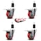 Service Caster 3.5'' Red Poly Swivel 1-1/2'' Expanding Stem Caster Set Total Lock Brake, 4PK SCC-EXTTL20S3514-PPUB-RED-112-4 - alternate 4